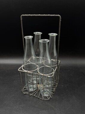 Milk Crate 4 Roost Milk Bottle Pitcher Vase Industrial Metal Rack